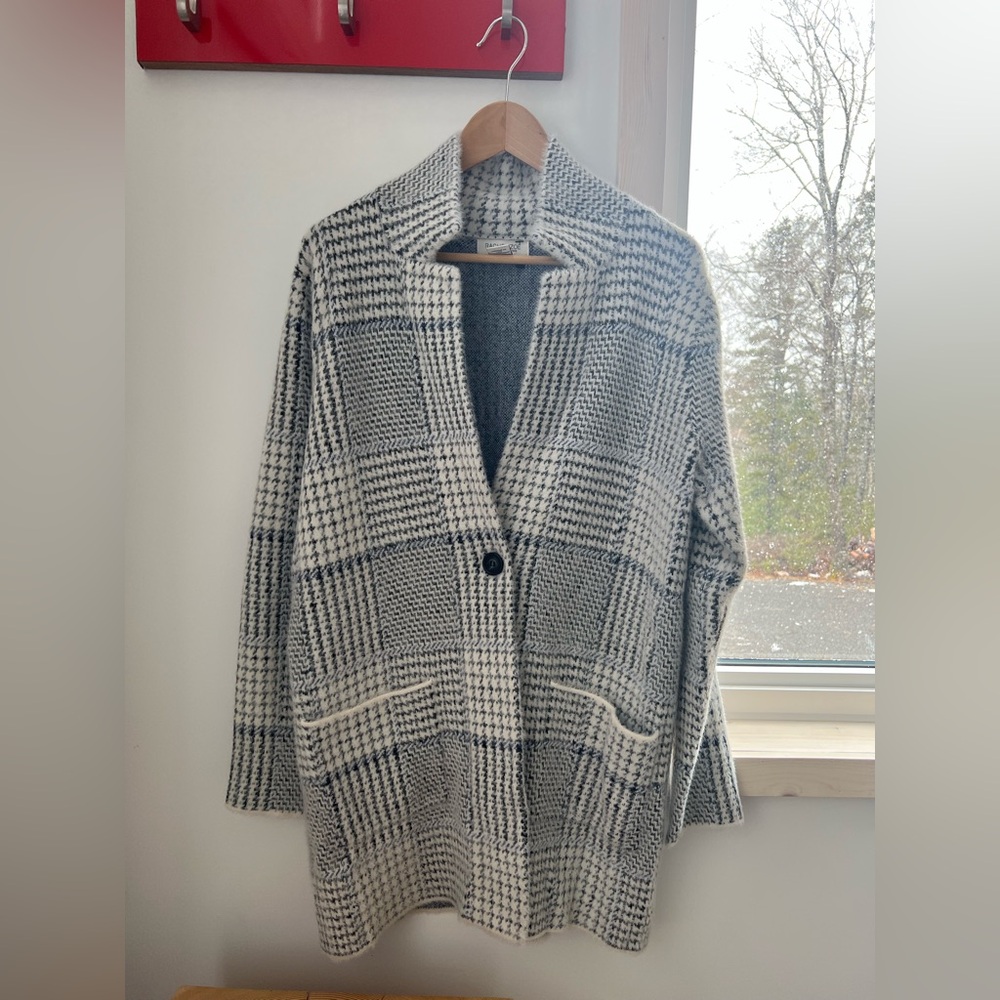 New Rachel Zoe Gorgeous Blues + Off White Sweater Jacket Size Large with Pockets